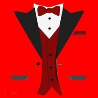 Tuxedo Halloween Wedding Groom Funny Red Costume Santa Hat thumb 1