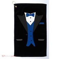 Tuxedo Halloween Wedding Groom Costume Blue Funny Golf Towel thumb 0