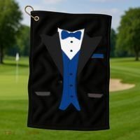 Tuxedo Halloween Wedding Groom Costume Blue Funny Golf Towel thumb 1