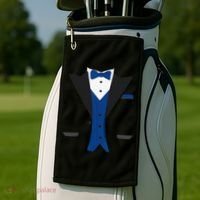 Tuxedo Halloween Wedding Groom Costume Blue Funny Golf Towel thumb 2