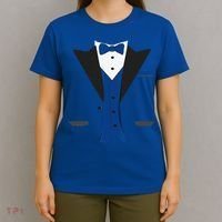 Tuxedo Halloween Wedding Groom Costume Blue Funny T-Shirt thumb 4