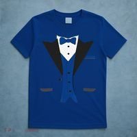 Tuxedo Halloween Wedding Groom Costume Blue Funny T-Shirt thumb 5