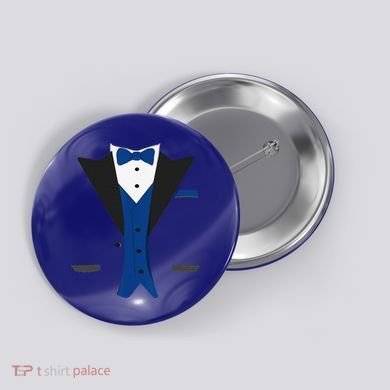 Tuxedo Halloween Wedding Groom Costume Blue Funny Button