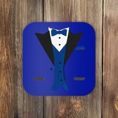 Tuxedo Halloween Wedding Groom Costume Blue Funny Coaster