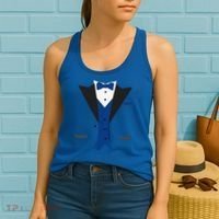 Tuxedo Halloween Wedding Groom Costume Blue Funny Women's Tank Top thumb 2