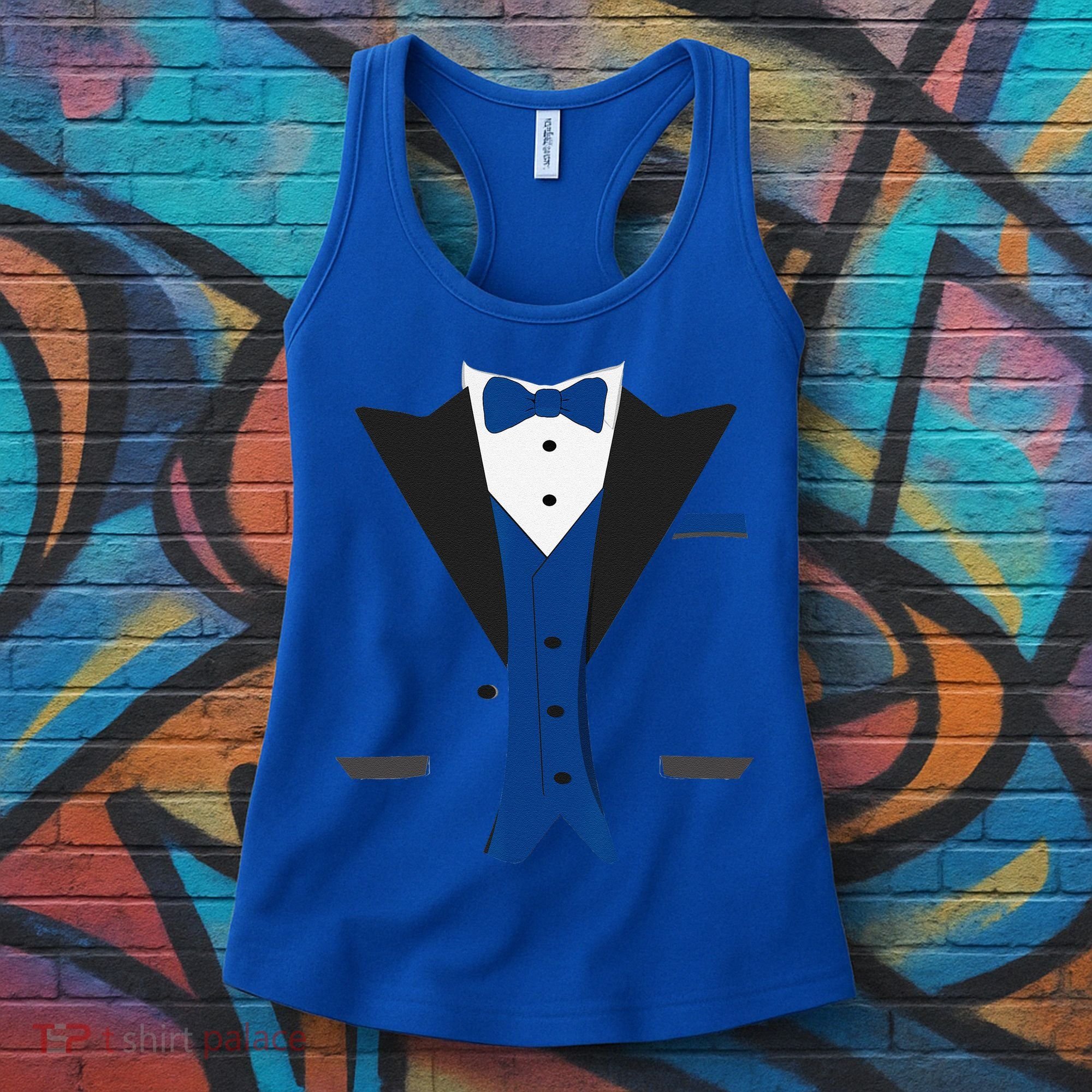 Tuxedo Halloween Wedding Groom Costume Blue Funny Women's Tank Top