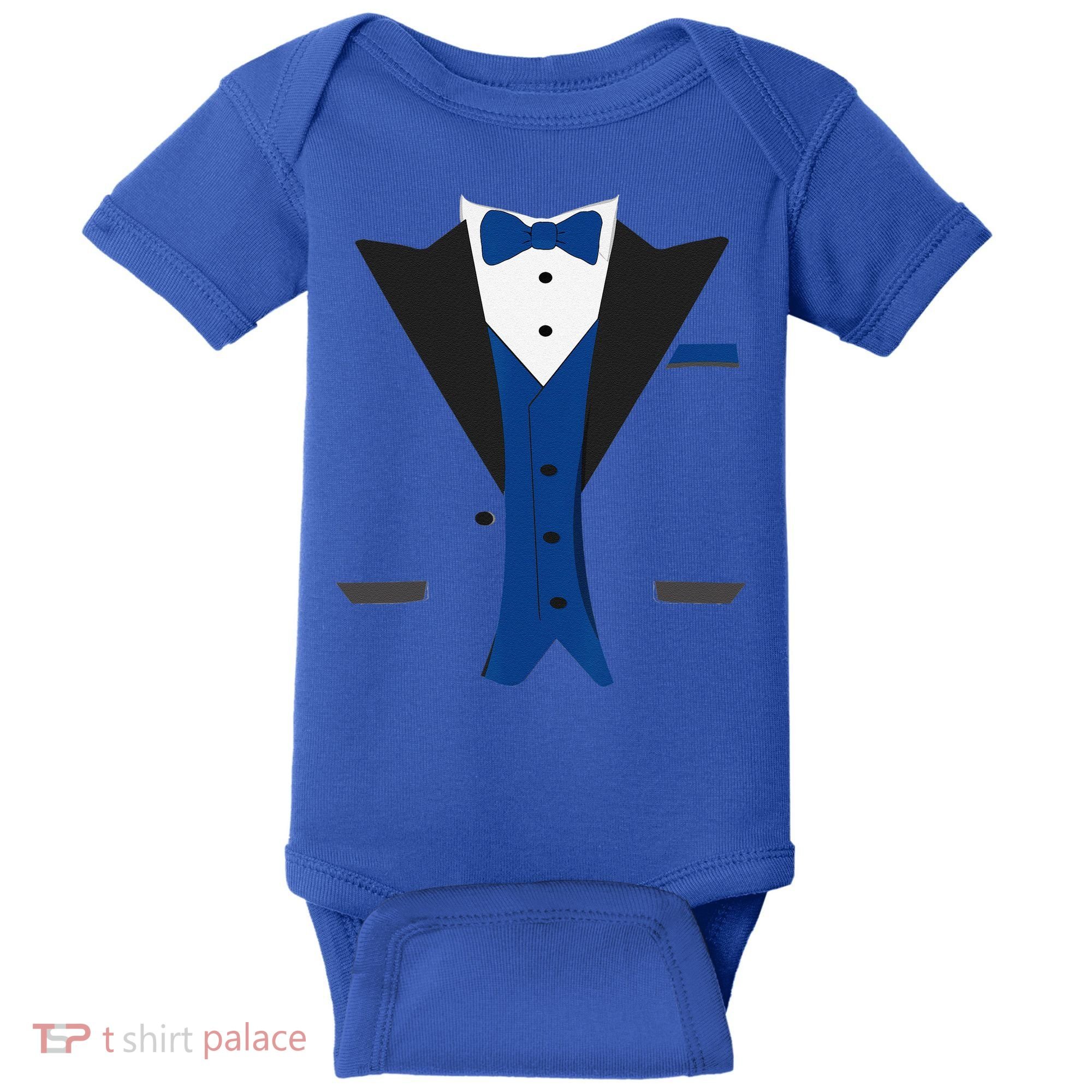 Tuxedo Halloween Wedding Groom Costume Blue Funny Baby Bodysuit