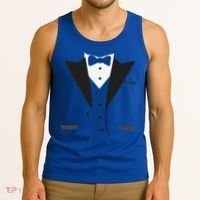 Tuxedo Halloween Wedding Groom Costume Blue Funny Tank Top thumb 3