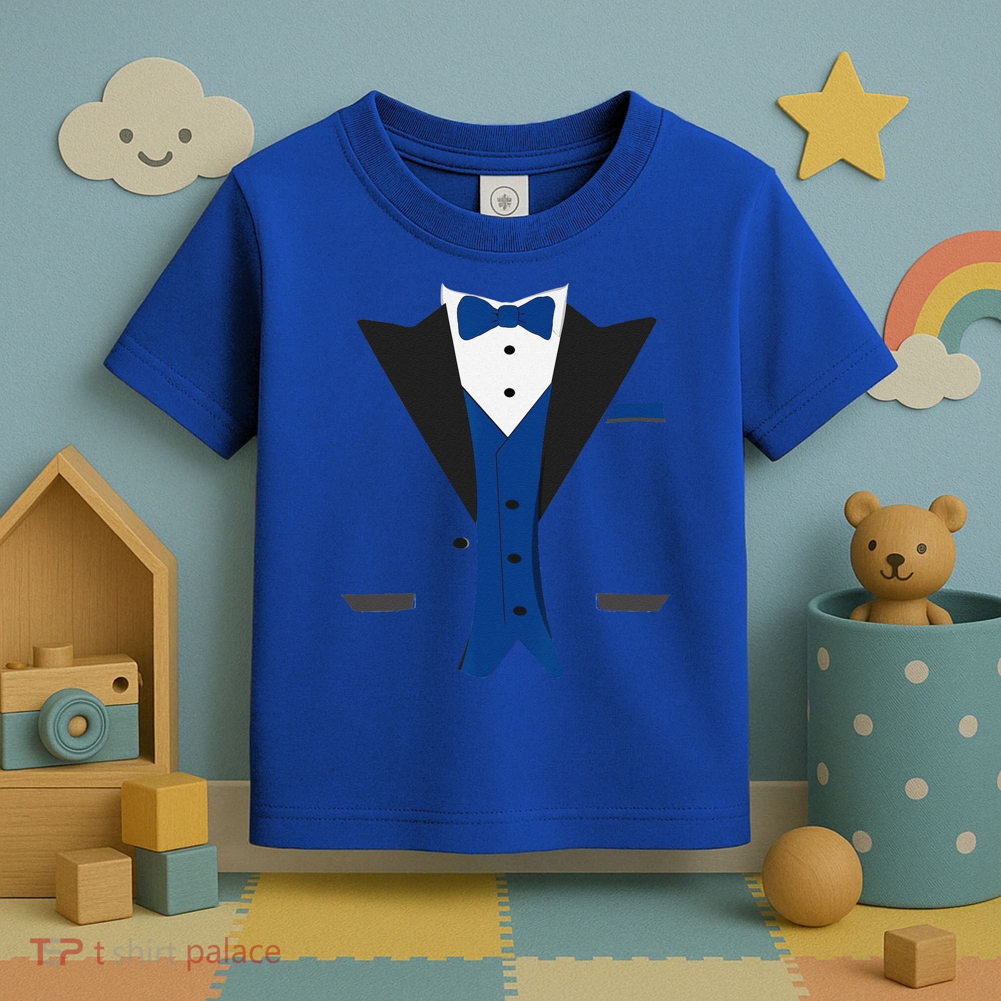 Tuxedo Halloween Wedding Groom Costume Blue Funny Toddler T-Shirt