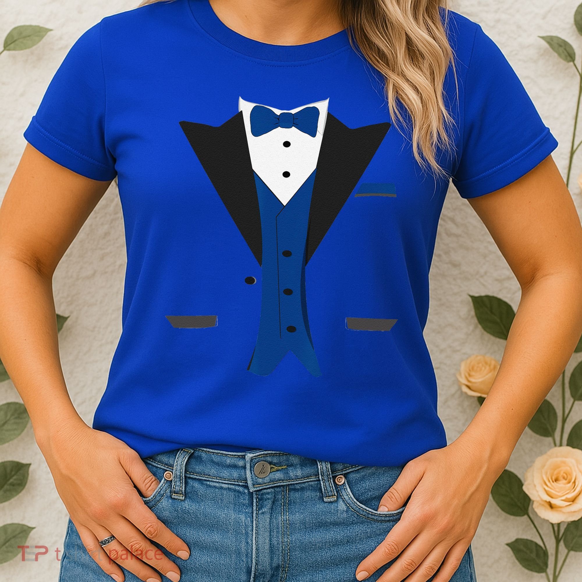 Tuxedo Halloween Wedding Groom Costume Blue Funny Women's T-Shirt
