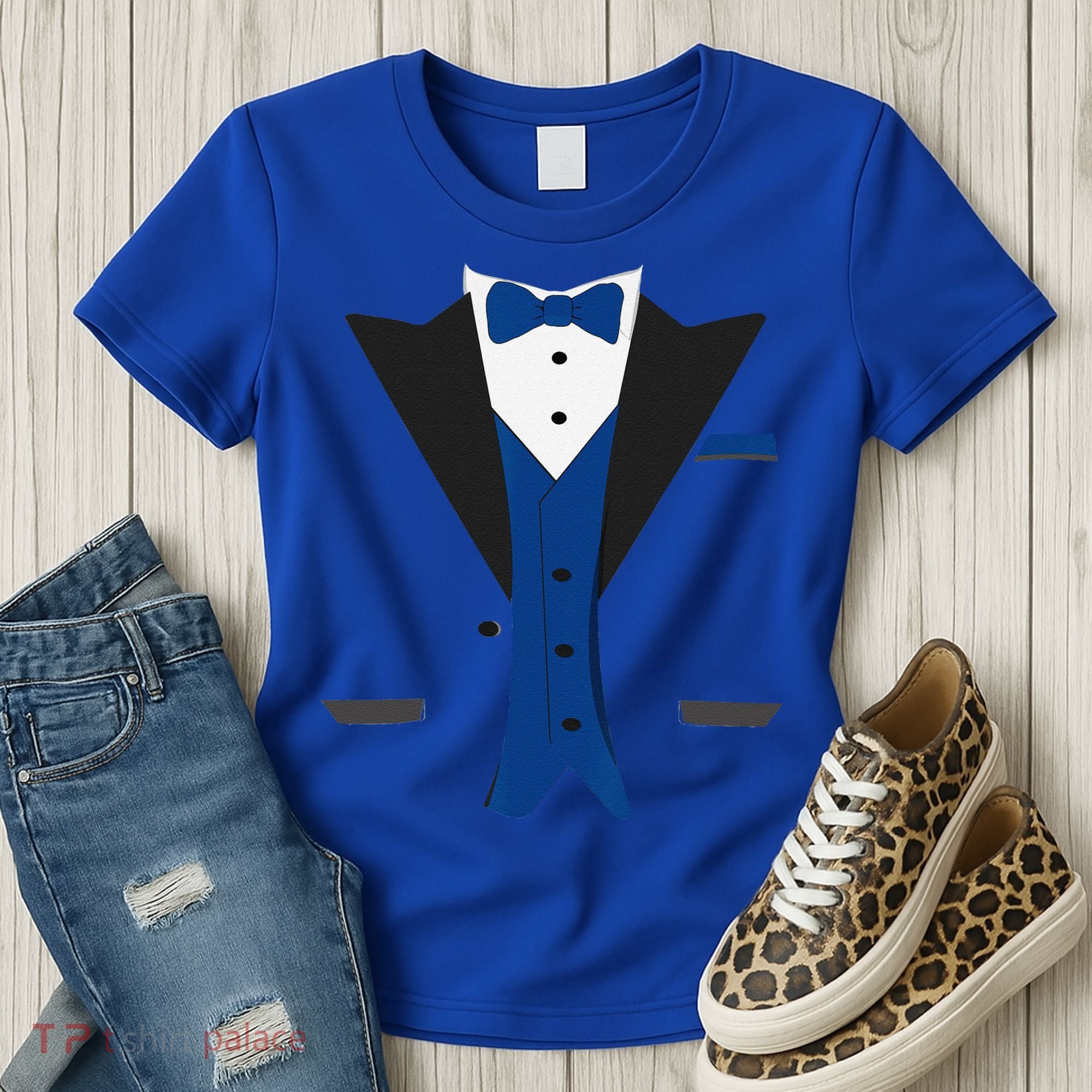 Tuxedo Halloween Wedding Groom Costume Blue Funny Women's T-Shirt