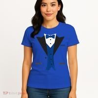 Tuxedo Halloween Wedding Groom Costume Blue Funny Women's T-Shirt thumb 4