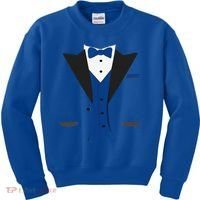 Tuxedo Halloween Wedding Groom Costume Blue Funny Kids Sweatshirt thumb 0