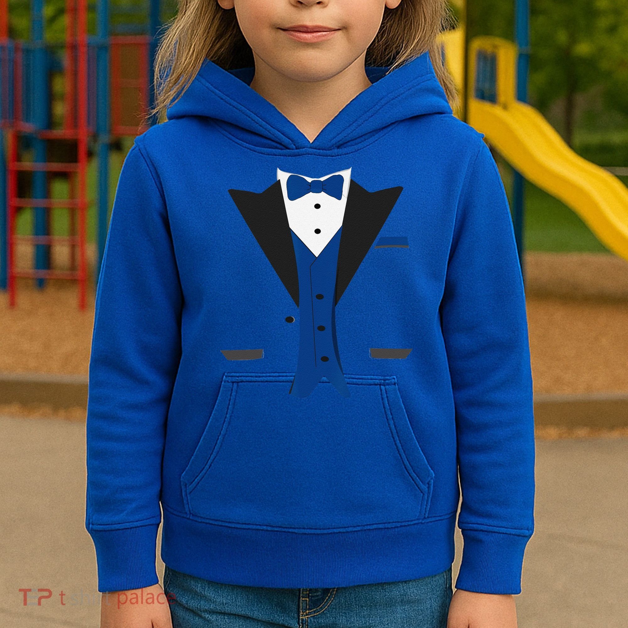 Tuxedo Halloween Wedding Groom Costume Blue Funny Kids Hoodie