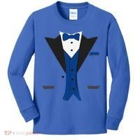 Tuxedo Halloween Wedding Groom Costume Blue Funny Kids Long Sleeve Shirt thumb 0