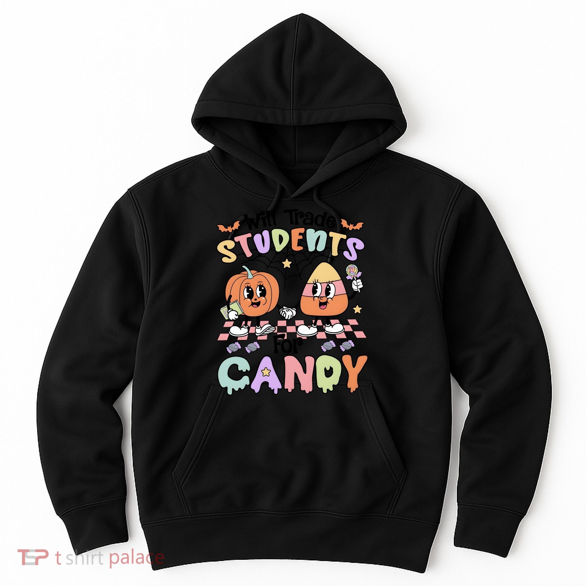 Teacher Halloween Will Trade Students For Candy Retro Hoodie