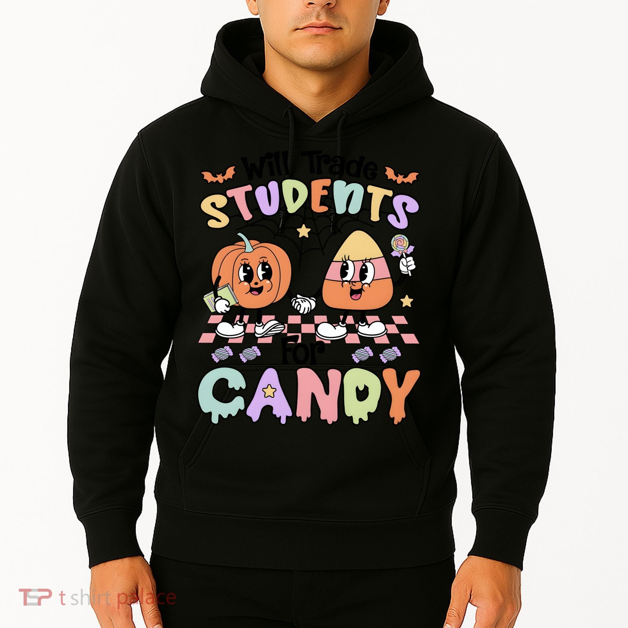 Teacher Halloween Will Trade Students For Candy Retro Hoodie