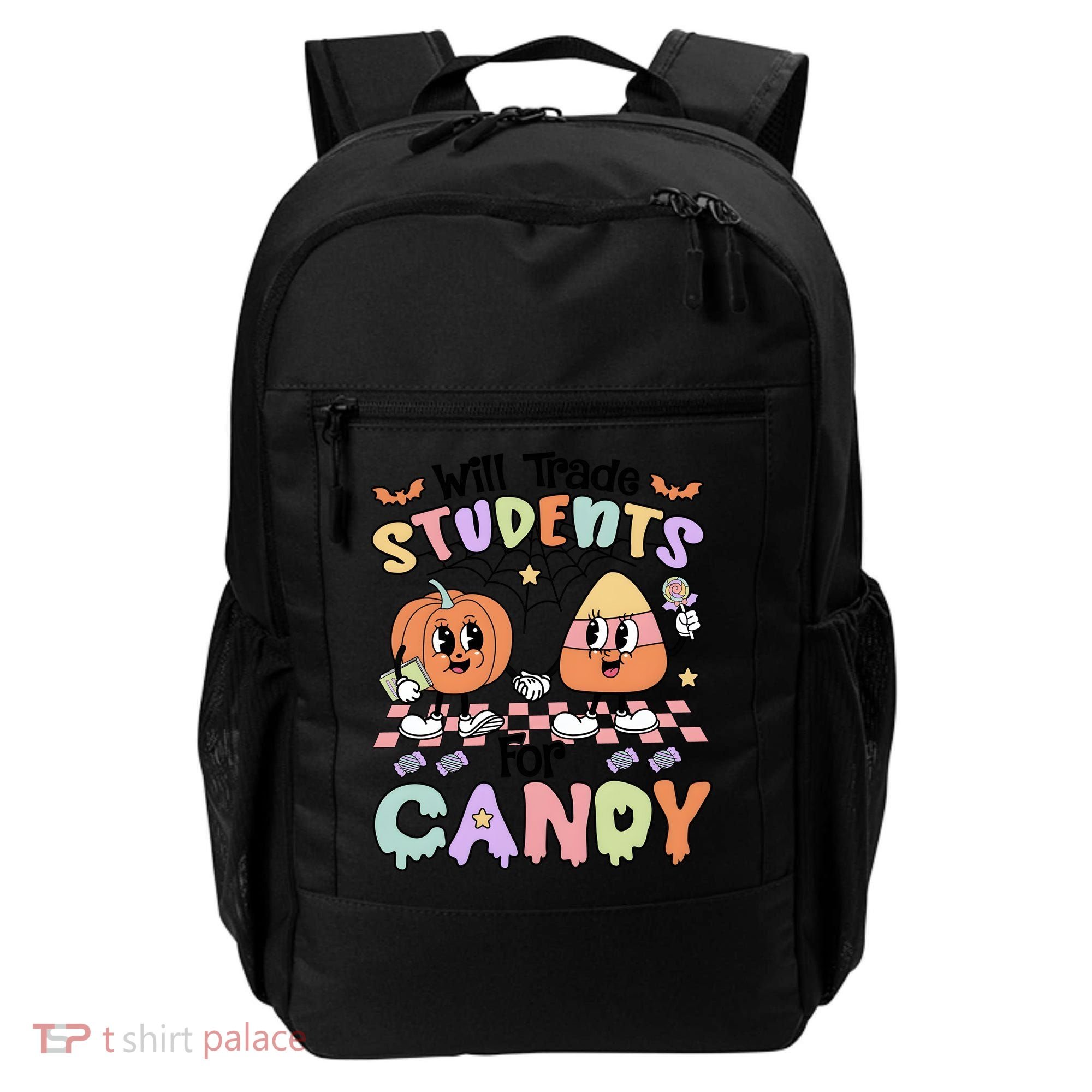 Teacher Halloween Will Trade Students For Candy Retro Backpack
