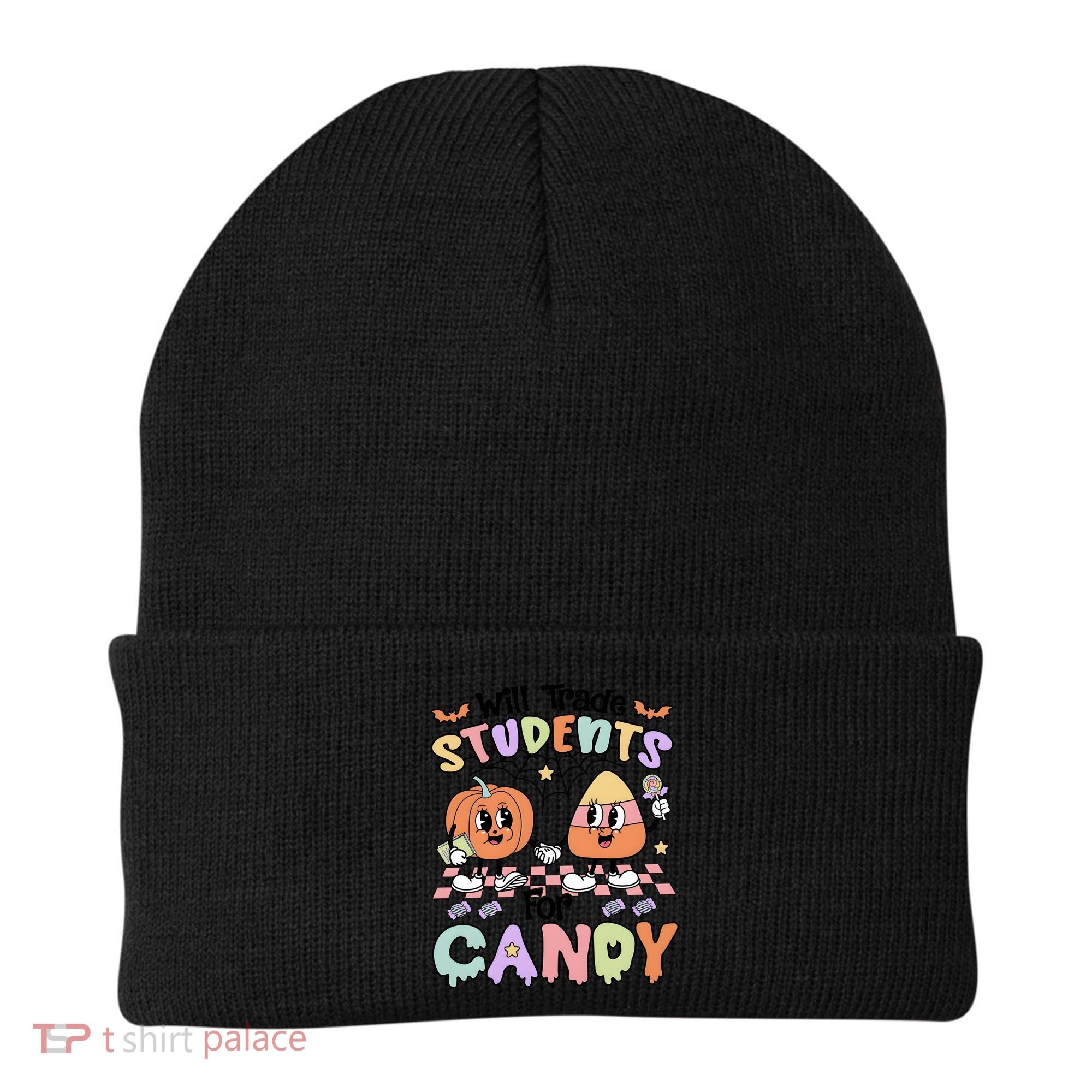 Teacher Halloween Will Trade Students For Candy Retro Beanie