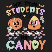 Teacher Halloween Will Trade Students For Candy Retro Beanie thumb 2