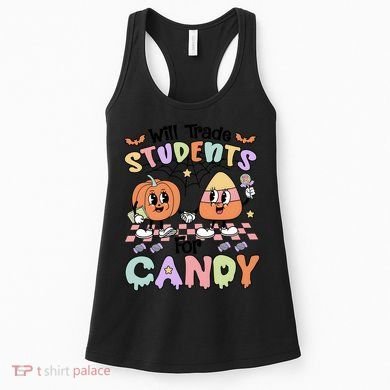 Teacher Halloween Will Trade Students For Candy Retro Women's Tank Top