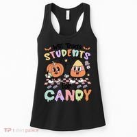 Teacher Halloween Will Trade Students For Candy Retro Women's Tank Top thumb 0