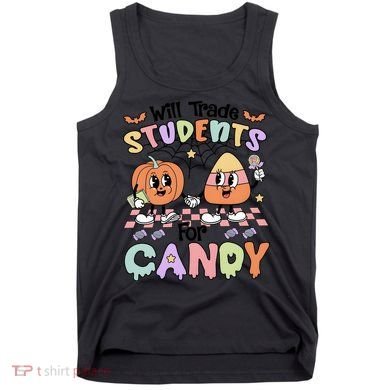 Teacher Halloween Will Trade Students For Candy Retro Tank Top