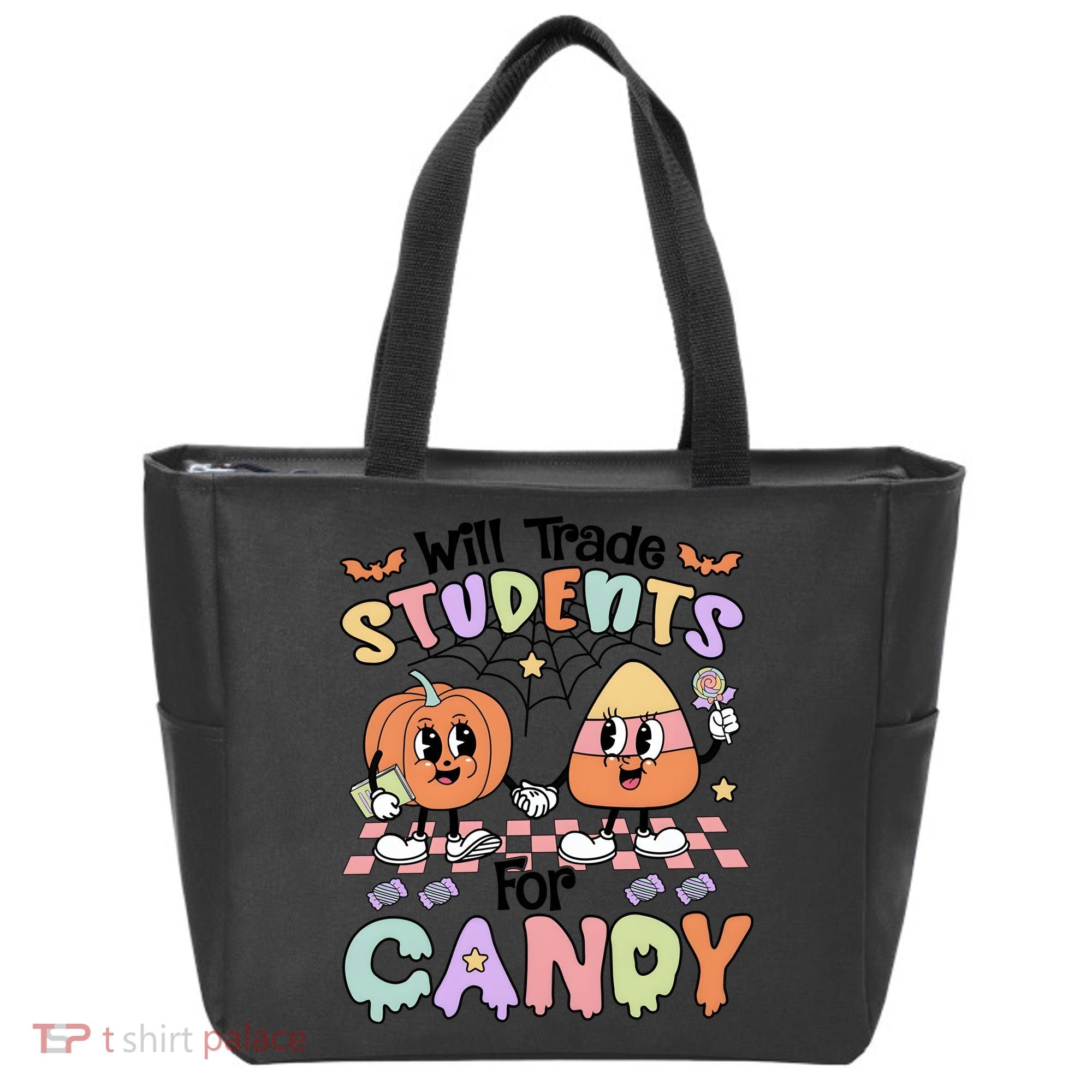 Teacher Halloween Will Trade Students For Candy Retro Tote Bag