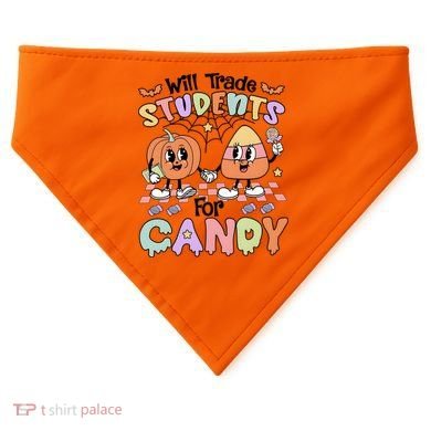Teacher Halloween Will Trade Students For Candy Retro USA-Made Doggie Bandana