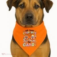 Teacher Halloween Will Trade Students For Candy Retro USA-Made Doggie Bandana thumb 1