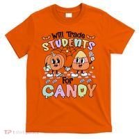 Teacher Halloween Will Trade Students For Candy Retro T-Shirt thumb 0