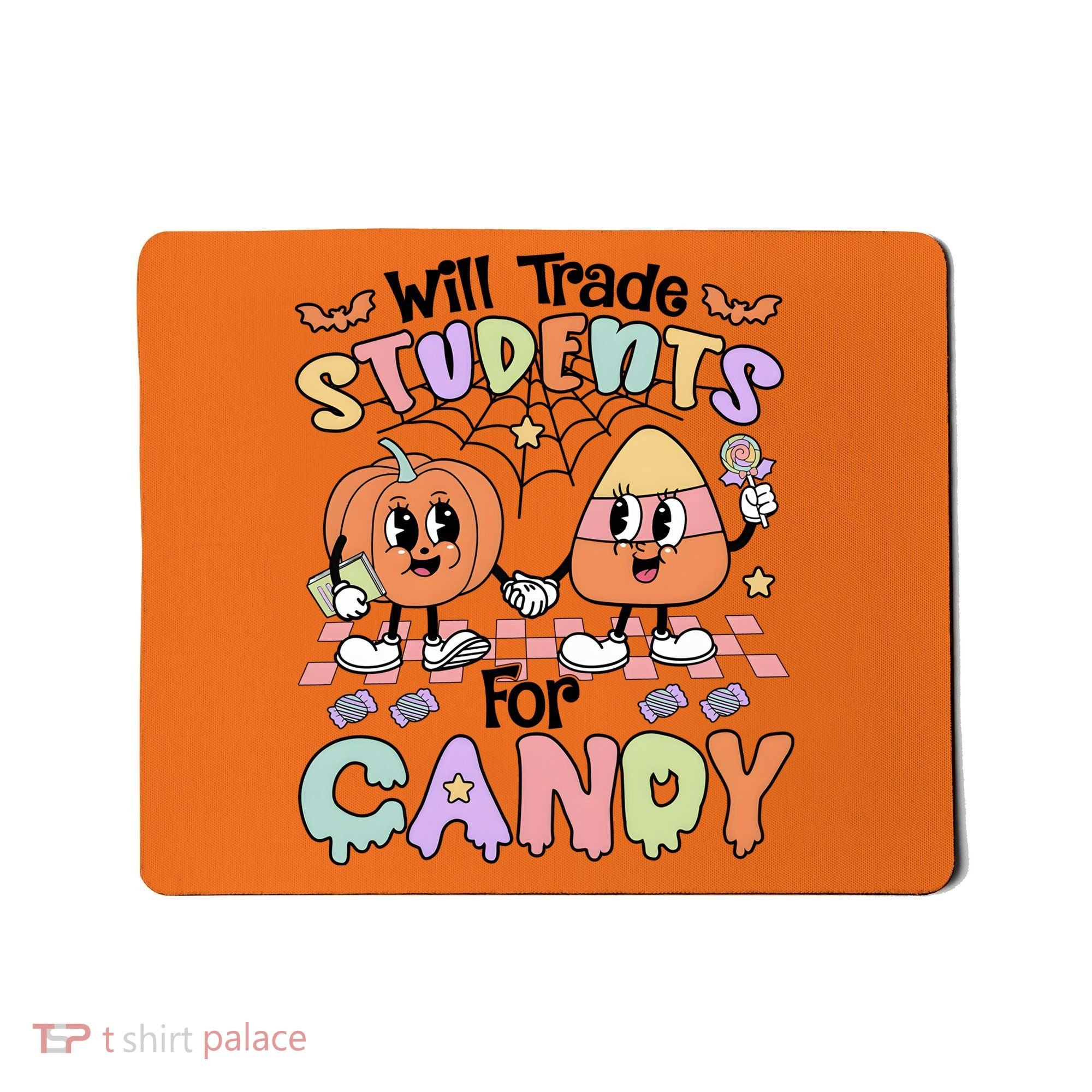 Teacher Halloween Will Trade Students For Candy Retro Mousepad