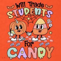 Teacher Halloween Will Trade Students For Candy Retro Mousepad thumb 1