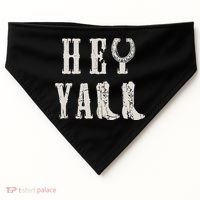 Trendy Hey Y'all Horseshoe And Boots Quote USA-Made Doggie Bandana thumb 0