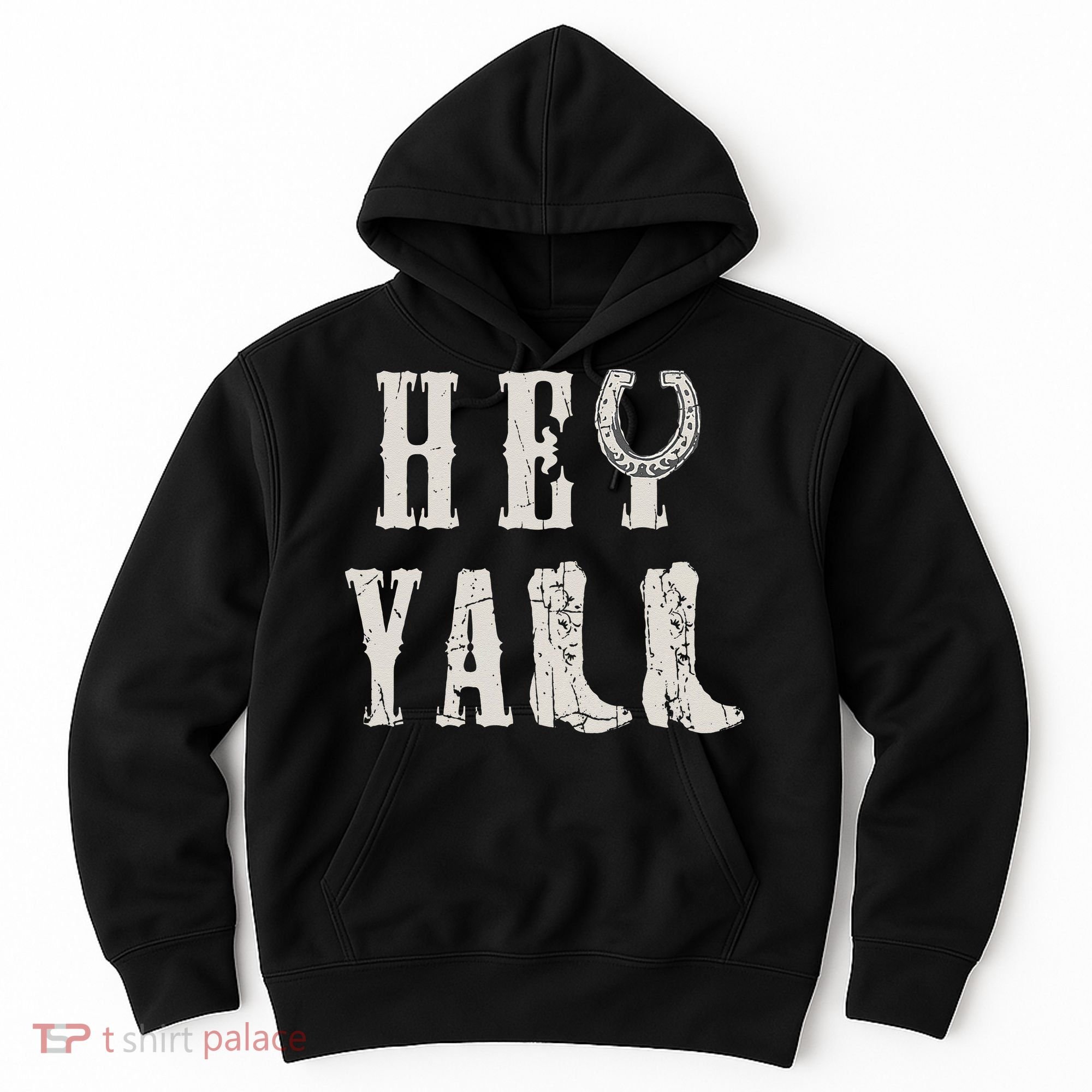 Trendy Hey Y'all Horseshoe And Boots Quote Hoodie