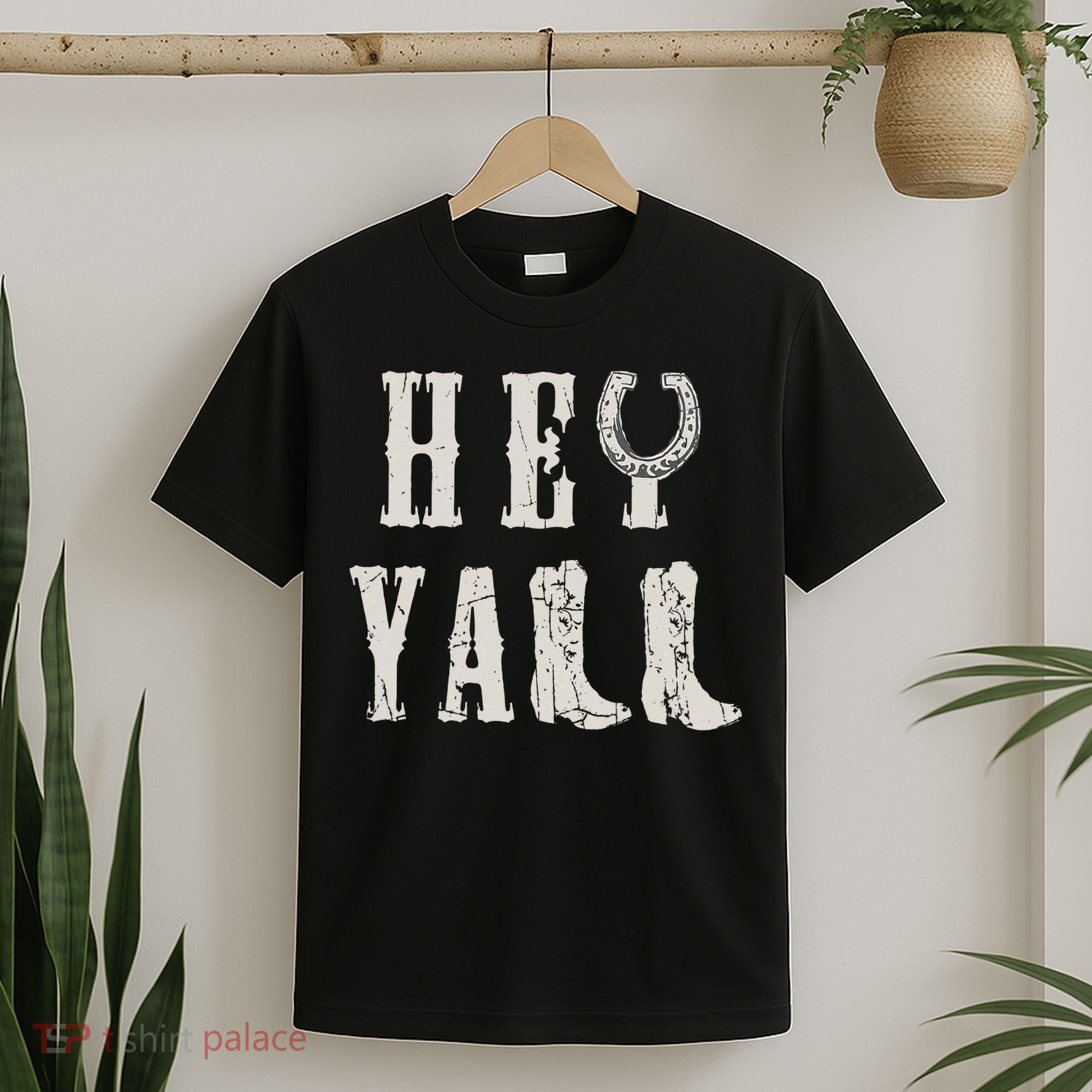 Trendy Hey Y'all Horseshoe And Boots Quote T-Shirt