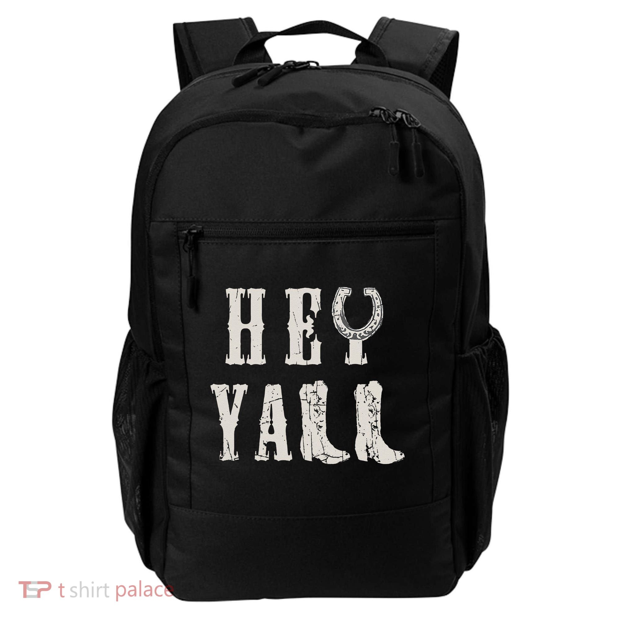 Trendy Hey Y'all Horseshoe And Boots Quote Backpack