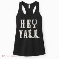 Trendy Hey Y'all Horseshoe And Boots Quote Women's Tank Top thumb 0