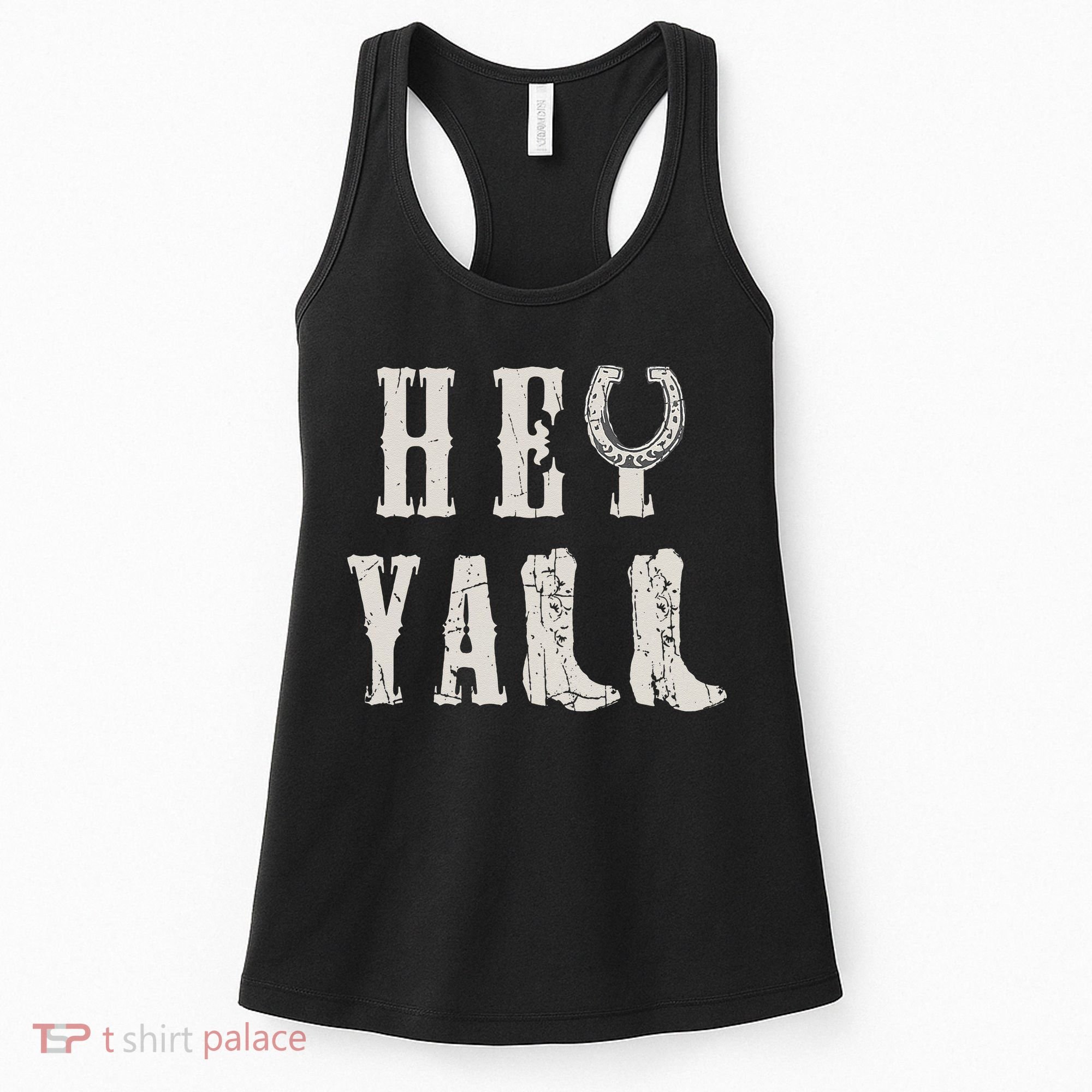 Trendy Hey Y'all Horseshoe And Boots Quote Women's Tank Top