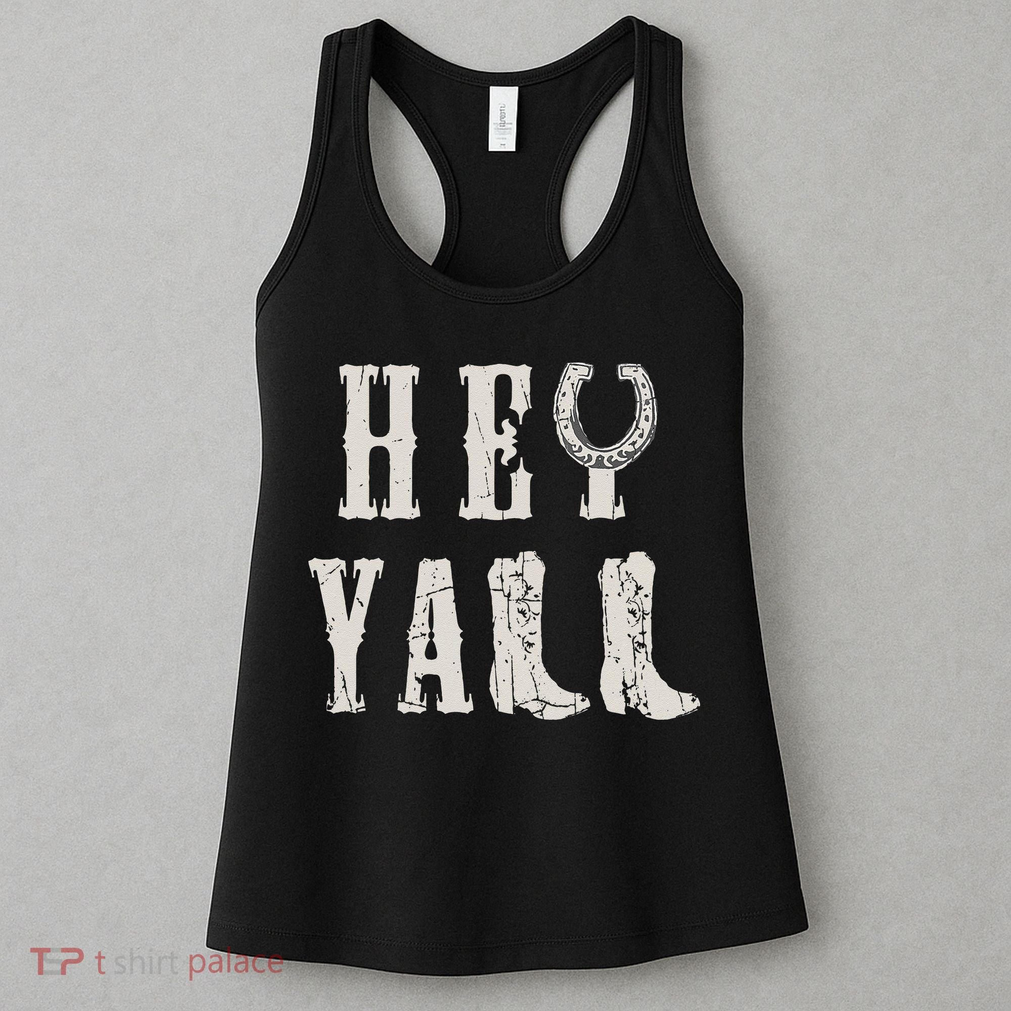 Trendy Hey Y'all Horseshoe And Boots Quote Women's Tank Top