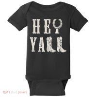 Trendy Hey Y'all Horseshoe And Boots Quote Baby Bodysuit thumb 0