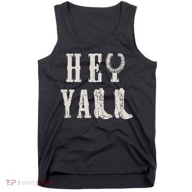 Trendy Hey Y'all Horseshoe And Boots Quote Tank Top