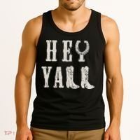 Trendy Hey Y'all Horseshoe And Boots Quote Tank Top thumb 3