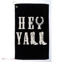 Trendy Hey Y'all Horseshoe And Boots Quote Golf Towel thumb 0