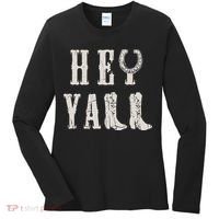Trendy Hey Y'all Horseshoe And Boots Quote Women's Long Sleeve Shirt thumb 0