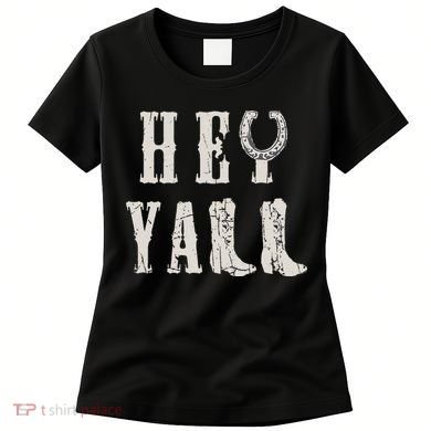 Trendy Hey Y'all Horseshoe And Boots Quote Women's T-Shirt