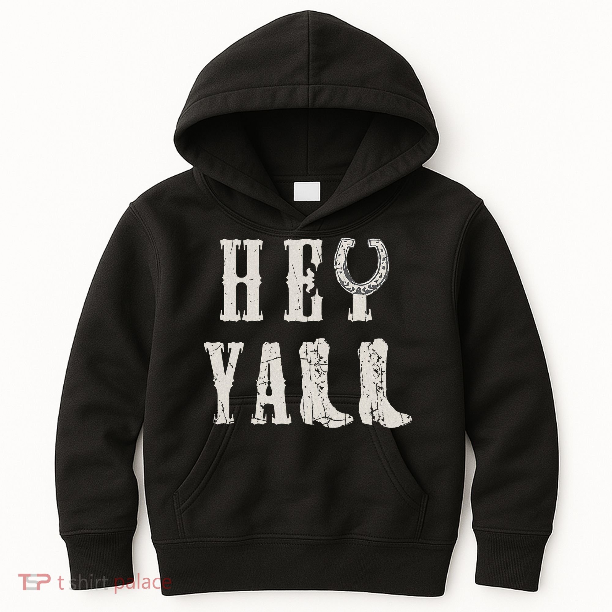 Trendy Hey Y'all Horseshoe And Boots Quote Kids Hoodie