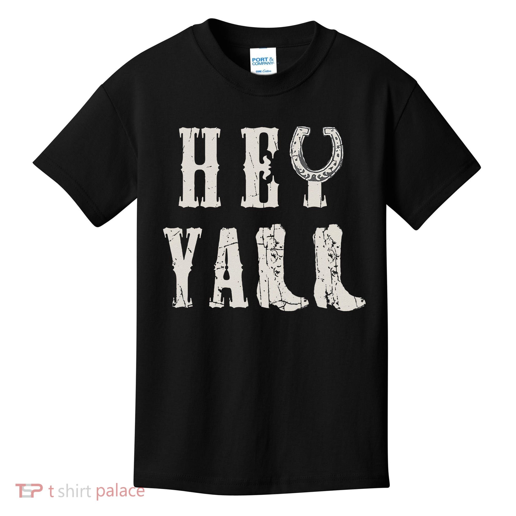 Trendy Hey Y'all Horseshoe And Boots Quote Kids T-Shirt