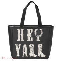 Trendy Hey Y'all Horseshoe And Boots Quote Tote Bag thumb 0