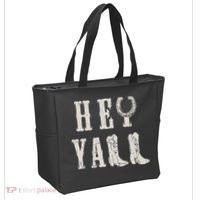 Trendy Hey Y'all Horseshoe And Boots Quote Tote Bag thumb 2
